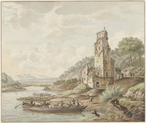 Landscape with Boat with Merchandise near a Castle by Jan van Lockhorst