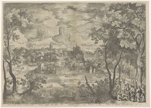 Landscape with Christ Casting Out a Demon from a Mute Man by Jan van Londerseel