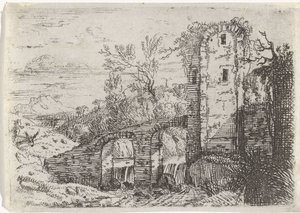 Stone Bridge Over Waterfall by Jan van Nickelen