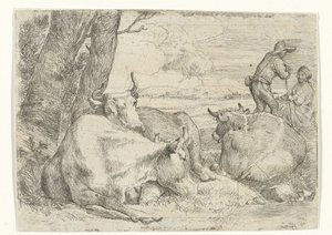 Three Cows and Two Shepherds by Jan van Ossenbeeck