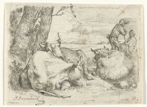 Three Cows and Two Shepherds by Jan van Ossenbeeck
