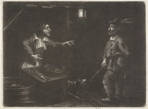 Night Scene with Fish Seller and a Urinating Man