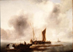 Fishermen Unloading Their Catch in a Calm
