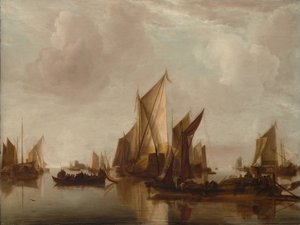 A State Yacht and Other Craft in Calm Water, ca. 1660 by Jan van de Cappelle