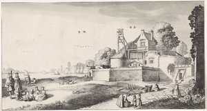 Bleaching Field in Front of a Fort (Pleasant Landscapes and Delightful Views series) by Jan van de Velde (II)
