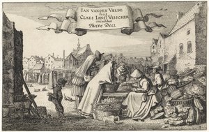 Figures at a Vegetable Stall in a Market (series title: Landscapes, Amenissimae Aliquot Requculae)