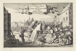 Figures at a Vegetable Stall in a Market (Landscapes) (Amenissimae Aliquot Requculae)