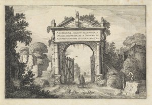 Figures by a Gate in a Landscape (Landschappen, Amenissimae aliquot requculae)