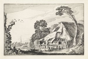 Figures by a Dilapidated Barn by Jan van de Velde (II)