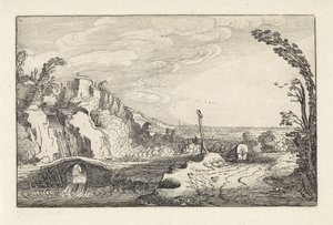 Covered Wagon on a Path in a Mountainous River Landscape by Jan van de Velde (II)