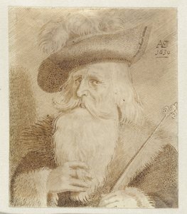 Man with Fur Collar, Hat, and Staff by Jan van de Velde (II)