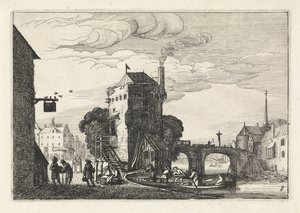 Cityscape with a Bridge Over a River (Landscapes, Amenissimae Aliquot Requculae) by Jan van de Velde (II)