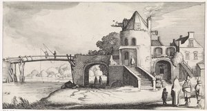 Tollhouse with Wooden Bridge over the River (Pleasant Landscapes and Delightful Views series) by Jan van de Velde (II)