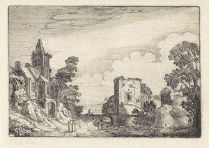 Tower and a Church in a Landscape by Jan van de Velde (II)