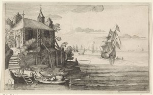 Two-Master Near a Coast with a Chapel by Jan van de Velde (II)