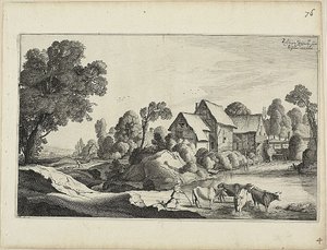 Herd of Cattle at a Ford Near a Watermill by Jan van de Velde II
