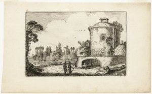 Landscape with a Round Tower by Jan van de Velde II