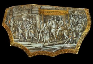 Parade Shield after Giovanni Stradanus: Entry of Cosimo I by Jan van der (1523-1605) Straet