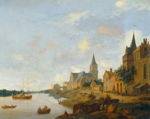 The Rhine at Emmerich with the Church Saint Martin by Jan van der (manner of) Heyden