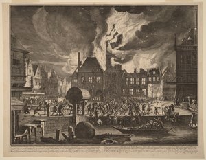Burning of the Old Amsterdam Town Hall by Jan van der Heyden