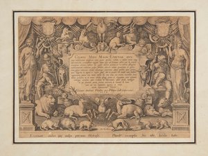 Dedicatory Page of the Set "Mediceae familiae rerum feliciter gestarum Victoria et triumphi" by Jan van der Straet, called Stradanus