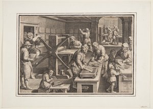 Engraving on Metal; Engravers on a Ship