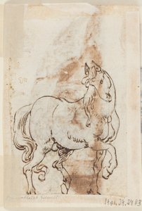 Page of a Drawing Book; Study for Painting of St. Magdalen; A Stallion by Jan van der Straet, called Stradanus