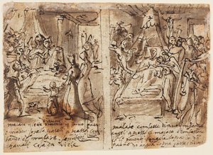 Page of a Sketchbook; The Dying Pious by Jan van der Straet, called Stradanus