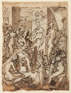 Zeuxis painting Helen; Studies of figures for an illustration of the eighth circle, tenth bolgia of Dante