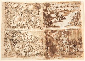 Deer Attacked by a Lynx; Cloelia and Her Companions Escape Porsena