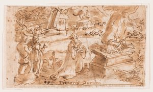 The Sacrifice of Job, preliminary design for "Spiritus Timoris Domini" (The Gift of the Fear of the Lord), plate 7 in "The Seven Gifts of the Holy Spirit" print series by Jan van der Straet, called Stradanus