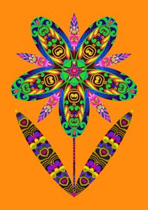 Flower Cutout on Orange by Jane Tattersfield