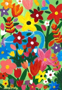 Flower Garden Watering Can by Janine Brewster
