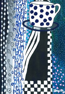 Polka Dot Teacup by Janine Brewster