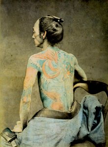 Japanese Man with Traditional Irezumi Tattoos, c.1890