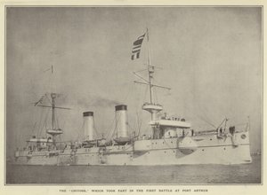 The Chitose, Which Took Part in the First Battle at Port Arthur by Japanese Photographer