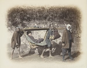 Woman carried in a kago by Japanese Photographer