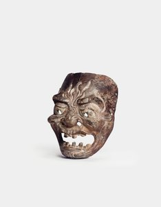 A Wood Gigaku Mask by Japanese School