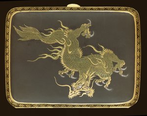 Cigarette case decorated with a dragon, made in a Komai factory, c.1900