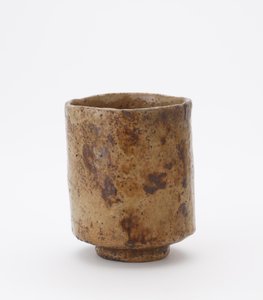 Cylindrical Tea Bowl with Inscription by Japanese School