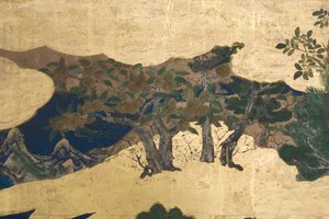 (detail) Spring in the Palace, Six-Fold Screen from The Tale of Genji, c.1650 by Japanese School
