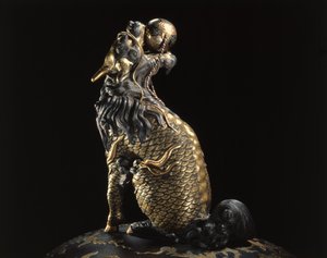 Detail of the finial of an incense burner, in the shape of a Kylin, Meiji period, late 19th century by Japanese School