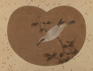 Fan painting with bird (recto) by Japanese School