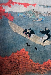 Fishing, Tosa school, silk painting, Japan by Japanese School