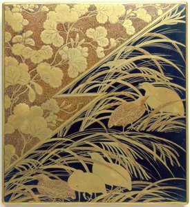 Inkstone Case with Design of Pampas Grass and Quail, Edo period, c.1630 by Japanese School