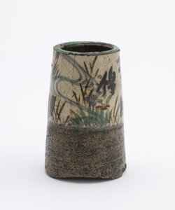 Ladle stand, tapering cylindrical with wavy trefoil foot, Kyoto, Edo period by Japanese School