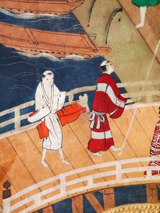 Osakazu Byobu - Japanese eight-panel folding screen by Japanese School