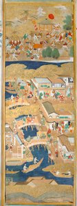 Osakazu Byobu - Japanese eight-panel folding screen by Japanese School
