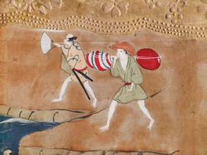 Osakazu Byobu - Japanese eight-panel folding screen by Japanese School