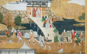 Osakazu Byobu - Japanese eight-panel folding screen by Japanese School
